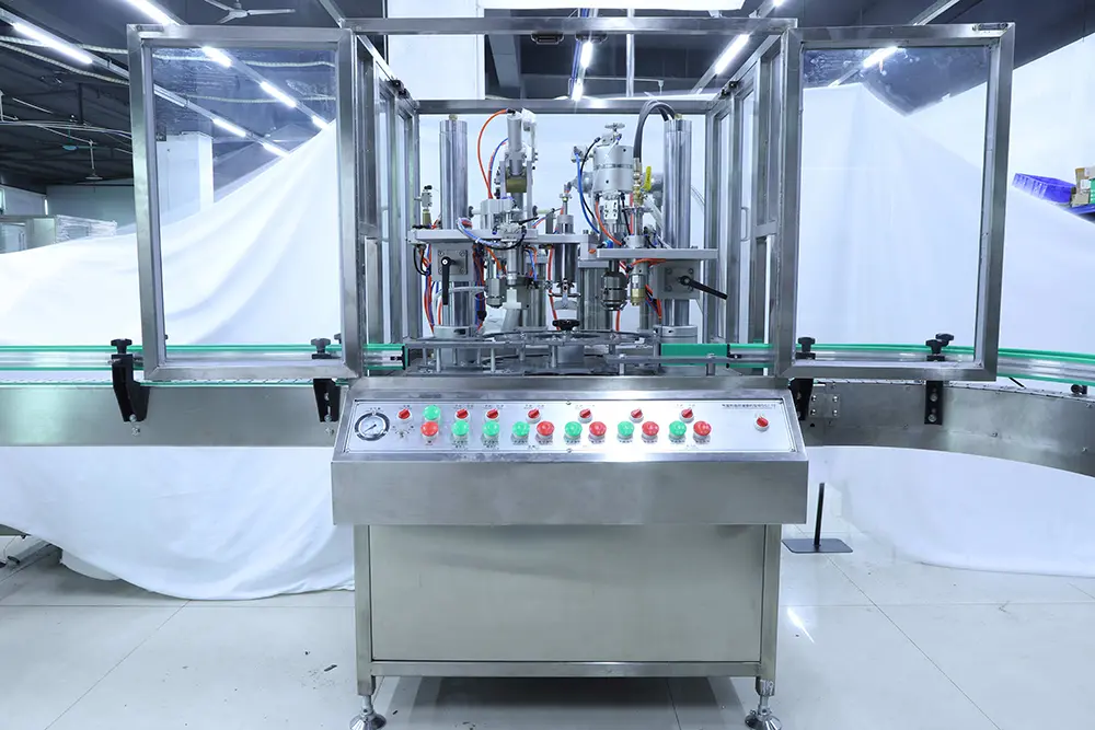 Aerosol can filling sealing machine for cosmetic spray products (2)